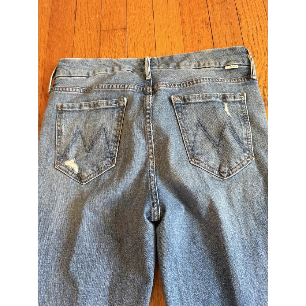 MOTHER Jeans Womens 29 Blue The Looker Ankle Fray Skinny Ripped Knees Made USA - Picture 7 of 8